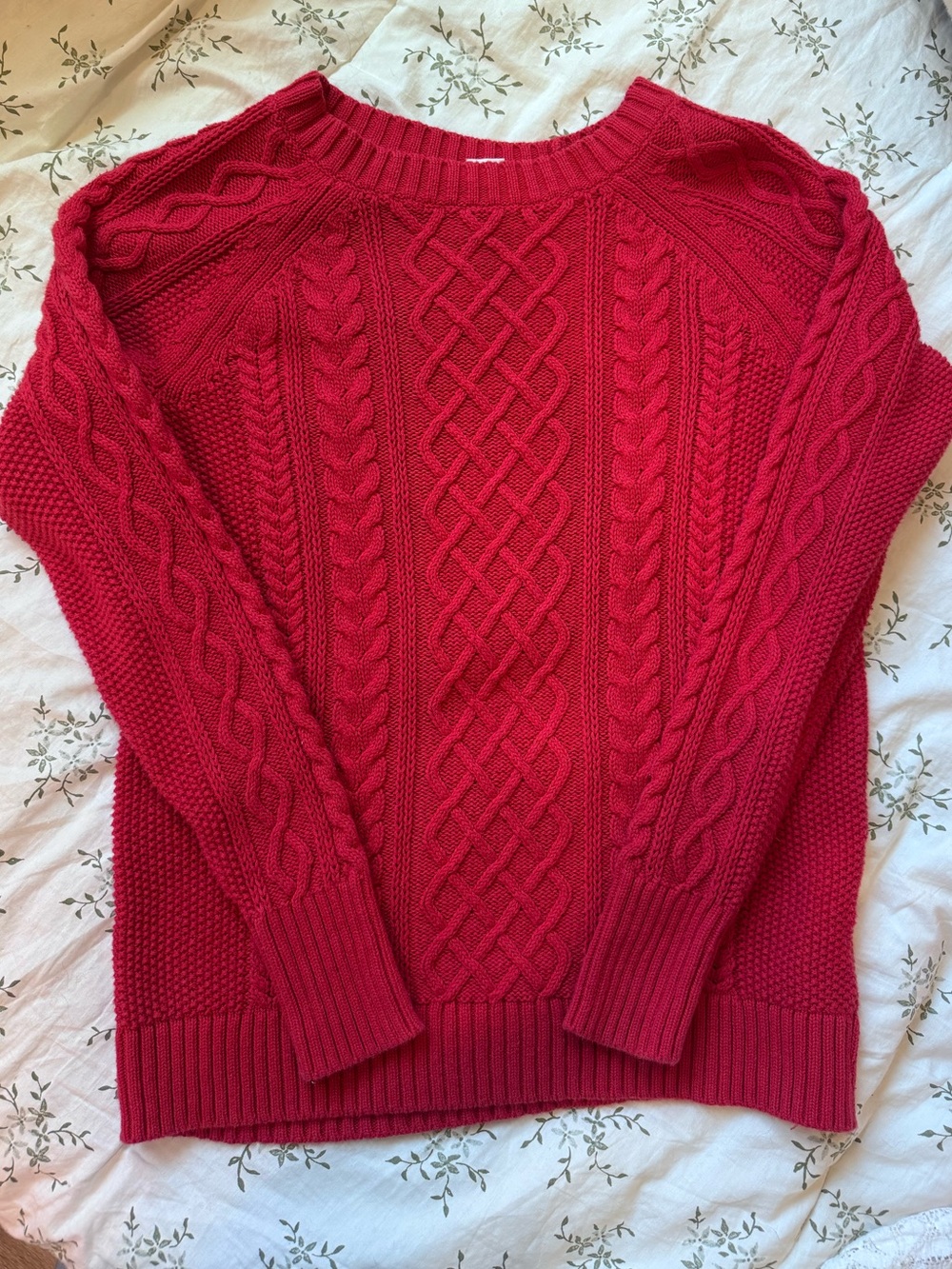 Vintage GAP Red Cable-Knit Women's Sweater 100% Cotton